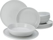 CreaTable Tafelservice Geschirr-Set Chef Collection (12-tlg), 6 Personen, Porzellan, Teller Set, weiß, nordisches Design, 12 Teile, für 6 Personen