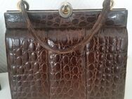 Vintage braune große Handtasche aus Krokoleder aus den 60er Jahren - Bad Oldesloe