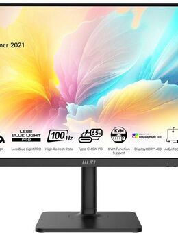 MSI Modern MD272QXP LED-Monitor (69 cm/27 ", 2560 x 1440 px, WQHD, 1 ms Reaktionszeit, 100 Hz, IPS-LED, höhenverstellbar, 3 Jahre Herstellergarantie, USB-C)