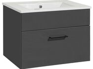 welltime Waschtisch Trento Light mit Keramik-Auflagebecken, 1 feste Blende und 1 Auszug, Breite: 61cm, Anthrazit Matt