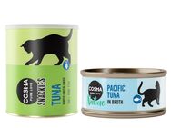 Kombi-Paket: Cosma Nature 24 x 70 g + 2 x Snackies Maxi Tube - 24 x Pazifikthunfisch + 2 x 150 g Snackies Thunfisch