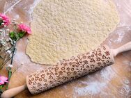 folkroll Teigroller 3D-Motiv-Teigrolle Buchenholz, Flower