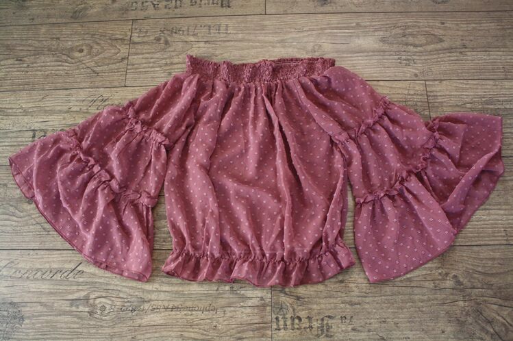 Coachella Meshbluse Trompetenärmel Gypsy Hippie Bluse Tunika gesmokt S 36 - Hoppegarten