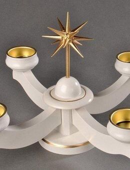 Albin Preissler Adventsleuchter Weihnachtsstern, Handwerkskunst aus dem Erzgebirge, Ø 22 cm, aus Buchenholz