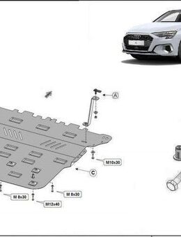 Stahl Motorabdeckung Unterfahrschutz Audi A3 (2020-2022) Umrüstung mit Anbaumaterial Set - Wuppertal