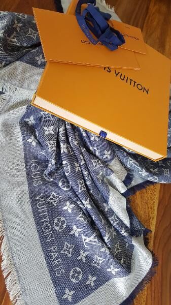 Louis Vuitton Tuch Schal Denim Blau Tücher Mono