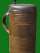 Bierkrug mit Zinndeckel Steinzeug , Gerz , Jahreskrug 1980 König - Pilsener , limitierte Auflage , Höhe 22cm , K326 in 02828