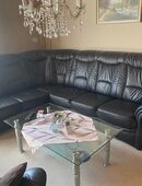 Wohnlandschaft, Couchgarnitur, Sitzgarnitur, Echtes Leder, dunkelblau, zu verkaufen in 97450