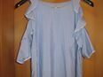 Damen Bluse/Tunika/Shirt, Gr. 38 von Clockhouse, blau-weiß gestreift und cut outs an den Schultern und Armen in 95126
