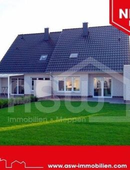 Musterhaus! Neubau: weiße Doppelhaushälfte mit exklusivem Gauben-Dachfenster und massiver Garage! - Meppen