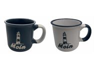 Schöne Kaffeebecher "Moin mit Leuchtturm" – Maritimes Design Hösti Becher, blau oder weiß - Berlin