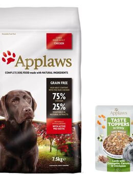 7,5 kg / 15 kg Applaws + 85 g Taste Topper in Soße mit Lamm gratis! - 7,5 kg Adult Huhn Große Rassen