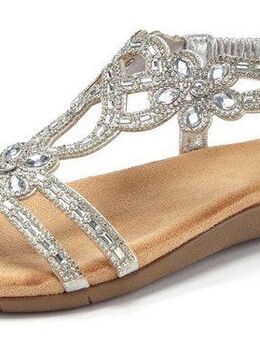 Vivance Sommerschuh Sandale Sandalette, Sommerschuh mit elastischen Riemen & Glitzersteinen VEGAN