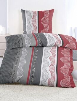 Bettwäsche 135x200/80x80 RV Wirbel Grau Weiß Rot - Göppingen