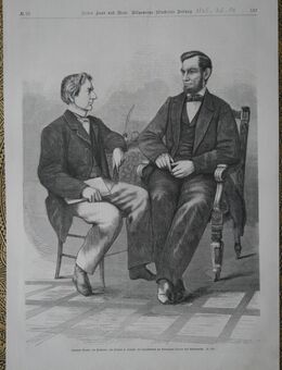 Grafik : Abraham Lincoln , der Präsident , und William H. Seward , der Staatssekretär der Vereinigten Staaten von Nordamerika. , Blatt von 1865 , Blatt 37cm x 26,5cm , M33 - Görlitz