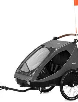 Hauck Fahrradkinderanhänger 2in1 Bike Trailer und Buggy Dryk Duo, melange grey, für 2 Kinder, inklusive Deichsel
