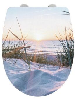 WENKO WC-Sitz Baltic, glänzender Toilettensitz aus Thermoplast mit Motiv, Absenkautomatik