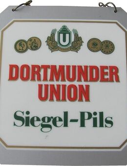 Dortmunder Union Brauerei - Siegel Pils - Zapfhahnschild - 12 x 12 cm - aus Kunststoff - Motiv 2 - Doberschütz
