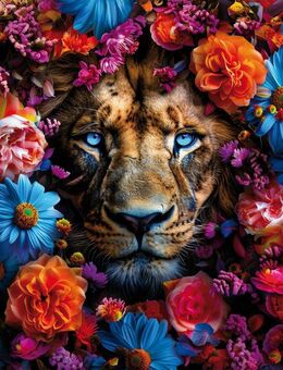 Bönninghoff Leinwandbild, Blumen, Blumenbilder, Kunst, Löwe, Löwen, Pflanzen, Pflanzenbilder, Raubkatzen, Tiere (1 St)