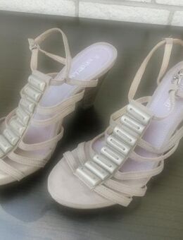 van der Laan Sandalen Sandalette Gr. 39 Wildleder? taupe? Damen Schuhe 7,- - Flensburg