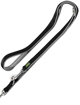 HUNTER Neopren Führleine, schwarz/grau - 200 cm lang, 20 mm breit, verstellbar