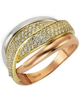 Fascination by Ellen K. Fingerring 375 Gold dreifarbig Zirkonia