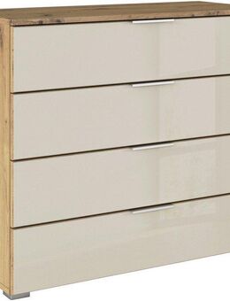 rauch Schubkastenkommode Sideboard Schubladenkommode Schubladenkommode AGORDO mit Glasfront (in zwei Griff-Farben, Breite 80 cm), vier große und geräumige Schubladen mit viel Stauraum MADE IN GERMANY