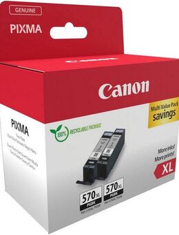 Canon PGI-570BK XL (Doppelpack) Tintenpatrone (Packung, 2-tlg)