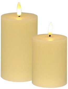 I.GE.A. LED-Kerze LED Echtwachskerze 2er Set (2-tlg), Mit Timer Flackernd Stumpenkerze Adventskerzen Adventskranz