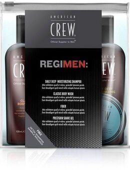 American Crew Haarpflege-Set Travel Kit - Classic Fiber 50 gr + Moisturizing Shampoo 100 ml, 4-tlg., + Body Wash 100 ml + Precision Shave Gel 50 ml