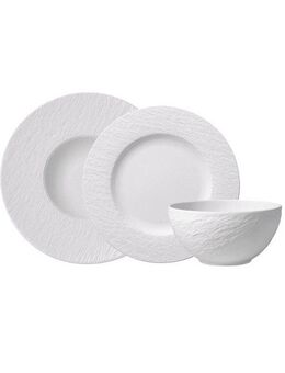 Villeroy & Boch Geschirr-Set Manufacture Rock blanc (6-tlg), 2 Personen, Fine China-Porzellan, Made in Germany, Fine China Porzellan