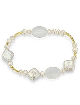 Firetti Perlenarmband Schmuck Geschenk Armschmuck Armkette Perle, Made in Germany - mit Bergkristall und Süßwasserzuchtperle