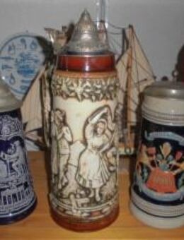 Keramik Porzellan Motiv-Krüge Bierkrüge Gerz Zinndeckel 1,5 Liter 1 Liter 0,5 Liter - Bottrop