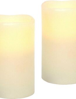 I.GE.A. LED-Kerze LED-Kerzen Flackernd Warmweiß 2er Set Stumpenkerze Deko Valentinstag (2-tlg), Romantische Dekoration Creme Echtwachs romantisch