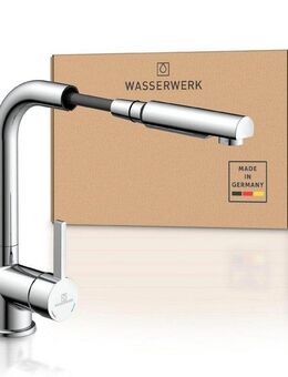 WASSERWERK Spültischarmatur WK 4, Wasserhahn, Küche, Einhebelmischer 360° schwenkbar, Cold-Start-Funkt., herausziehbar