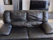 2-Sitzer Ledersofa – Echtleder, schwarz, Sofa Couch - Überlingen Zentrum