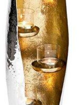 Fink Windlicht CAVA, mit feiner Hammerschlagstruktur (1 St), aus Aluminium und Glas, 5-flammig, Höhe ca. 70 cm