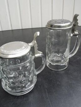Bierseidel Brauerei Kumpf Geislingen Zinndeckel Kahle Ulm D.R.P. 7/20 25,-; BMF Bierkrug mit Zinndeckel 3,- - Flensburg