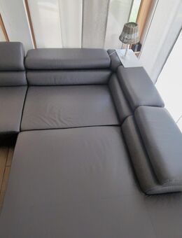 XXL-Ledersofa, grau, elektrisch verstellbar, Echtleder - Bergkamen