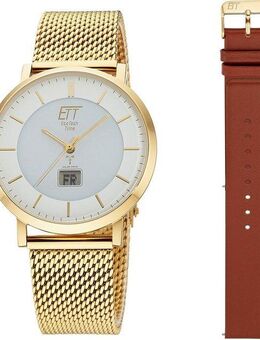 ETT Funkuhr Atacama EGS-11623-11MS, (Set, 2-tlg., mit Wechselband aus Leder), Armbanduhr, Herrenuhr, Datum, Solar, ideal auch als Geschenk