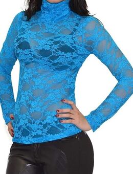 Transparentes Damen Stehkragen Langarm Shirt Blümchenmuster - Uchte