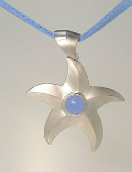 Seestern Anhänger bzw. Collier Silber 925 mit blauem Stein und Lederband - Ingelheim (Rhein) Zentrum