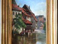 Meister-Ölgemälde AUGUST FISCHER (1854), Kahn-Partie in Nürnberg 1908! - Berlin