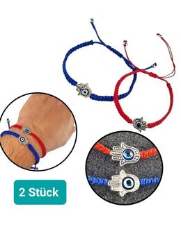 2 Stück Blaues Rotes Armband Fatimas Hand mit Nazar Boncuk Auge Blick Armschmuck 12,90€* - Villingen-Schwenningen