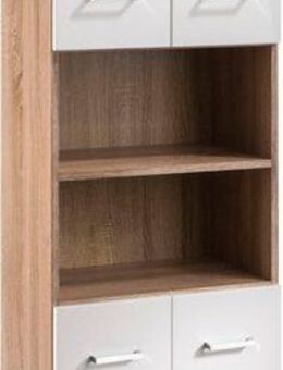 byLIVING Hochschrank Nebraska Breite 50 cm, Badezimmerschrank mit Metallgriffen, viel Stauraum