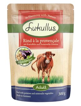 Sparpaket Lukullus Frischebeutel 48 x 300 g - Rind à la Provençale (getreidefrei)