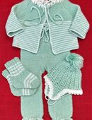 Vintage gestrickte, mehrteilige Baby- Ausfahr Garnitur - unisex- in 57572