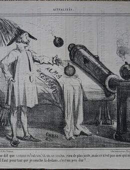 Alte Lithografie aus Le Charivari : Russischer Zar ., Grafik von Cham , Blatt aus dem Jahr 1855 , Blattgröße 37cm x 26cm , M39 - Görlitz