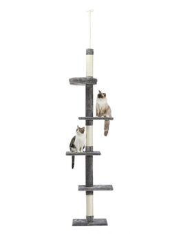 Deckenhocher Katzen Kratzbaum Kletterturm Katzenbaum XXXL Tower 228-274 cm grau - Wuppertal