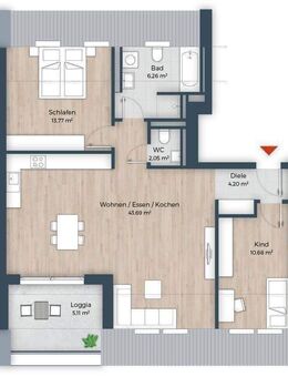 Niemanden über sich! Individuelle DG-Wohnung für Genießer - Neubau - Erlangen